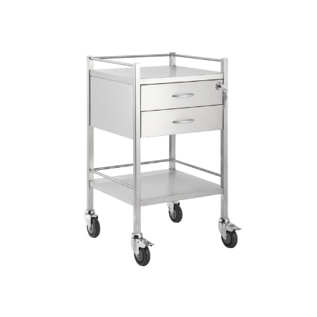 Stainless Steel Single Trolley - Two Drawers