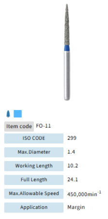 Mani Dia Bur Flame Ogival End FO-11