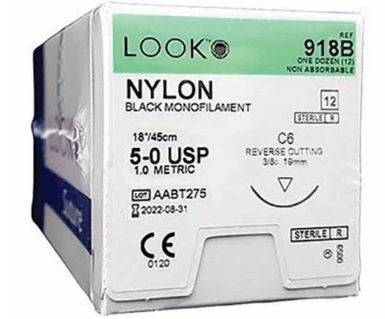 LOOK Nylon; 4-0; 18in/45cm; Reverse Cutting; 24mm; 3/8 Circle