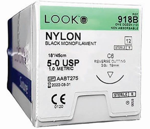 LOOK Nylon; 3-0; 18in/45cm; Reverse Cutting; 24mm; 3/8 Circle