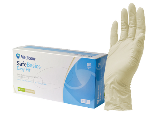 SafeBasics Easy Fit Latex Gloves-XSmall /100