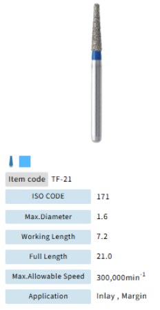 Mani Dia Bur Taper Flat End TF-21