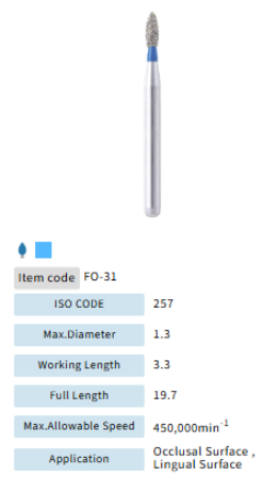 Mani Dia Bur Flame Ogival End FO-31