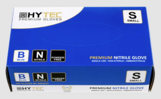 Hytec Blue Nitrile Gloves; Powder Free - X-Small