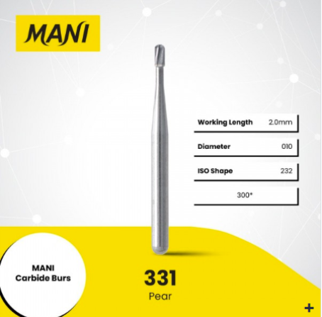 Mani Carbide Bur Pear Amalgam Prep #331 10pk
