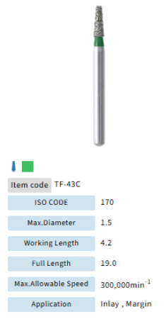 Mani Dia Bur Taper Flat End TF-43C