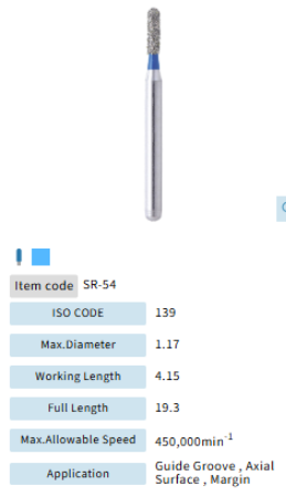Mani Dia Bur Straight Round End SR-54