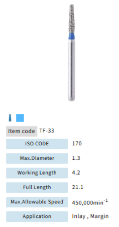 Mani Dia Bur Taper Flat End TF-33