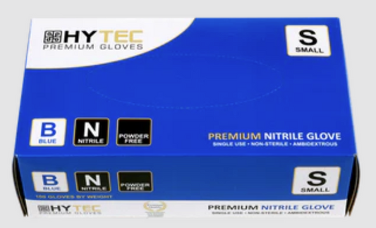 Hytec Blue Nitrile Gloves; Small (Carton of 10 minimum)