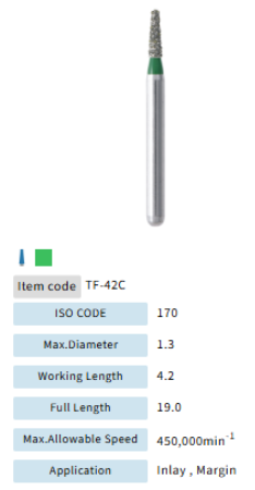 Mani Dia Bur Taper Flat End TF-42C