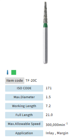 Mani Dia Bur Taper Flat End TF-20C