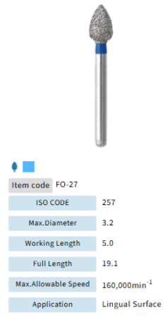 Mani Dia Bur Flame Ogival End FO-27