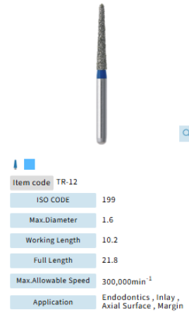 Mani Dia Bur Taper Round End TR-12