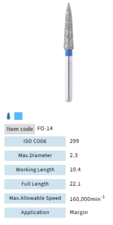 Mani Dia Bur Flame Ogival End FO-14