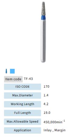 Mani Dia Bur Taper Flat End TF-43