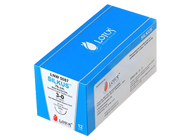 Lotus Silkus Silk Sutures: L782B – Silk Black Braided 3-0, 45cm, Reverse Cutting, 26mm, 1/2 Circle