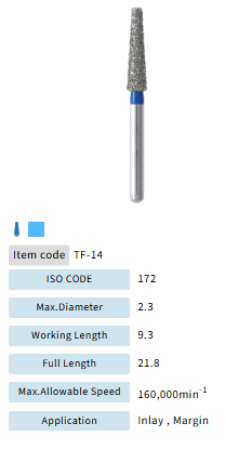 Mani Dia Bur Taper Flat End TF-14