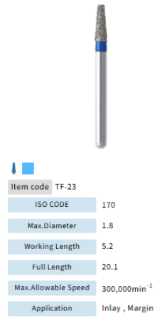 Mani Dia Bur Taper Flat End TF-23