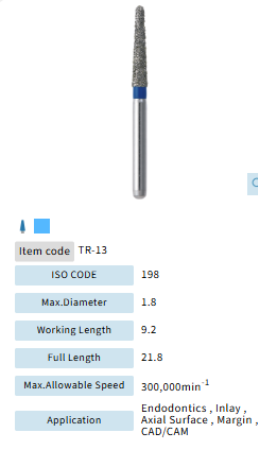 Mani Dia Bur Taper Round End TR-13