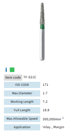 Mani Dia Bur Taper Flat End TF-S21C