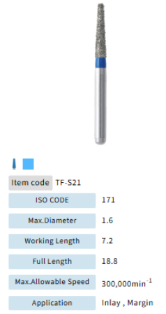 Mani Dia Bur Taper Flat End TF-S21