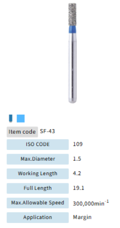 Mani Dia Bur Straight Flat End SF-43