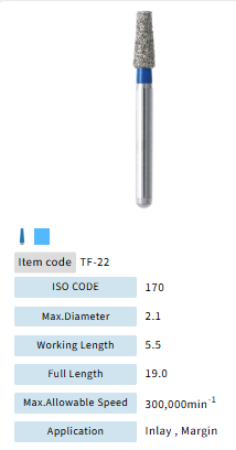 Mani Dia Bur Taper Flat End TF-22
