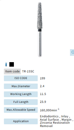 Mani Dia Bur Super Coarse TR-15SC