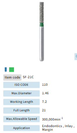 Mani Dia Bur Straight Flat End SF-21C