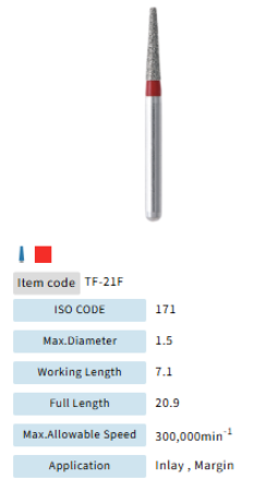 Mani Dia Bur Taper Flat End TF-21F