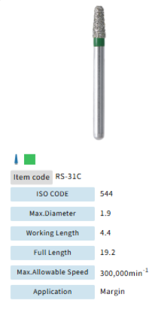 Mani Dia Bur Rounded Shoulder RS-31C