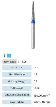 Mani Dia Bur Taper Flat End TF-S20