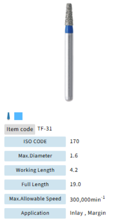 Mani Dia Bur Taper Flat End TF-31