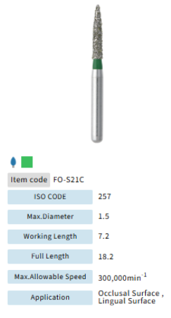 Mani Dia Bur Flame Ogival End FO-S21C