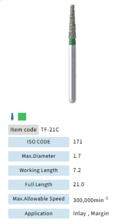 Mani Dia Bur Taper Flat End TF-21C