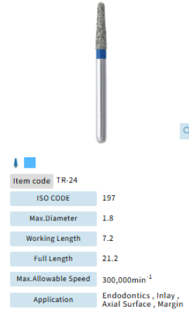 Mani Dia Bur Taper Round End TR-24