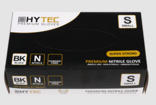 Hytec Black Nitrile Gloves; Powder Free - XX-Large
