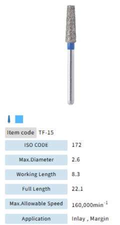 Mani Dia Bur Taper Flat End TF-15