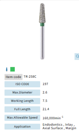 Mani Dia Bur Taper Round End TR-258C