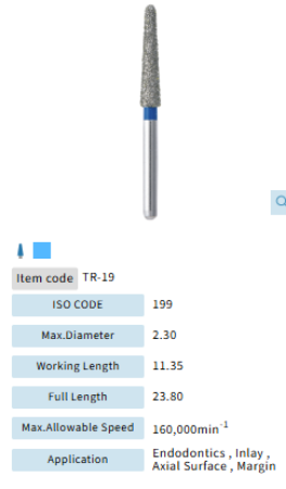Mani Dia Bur Taper Round End TR-19