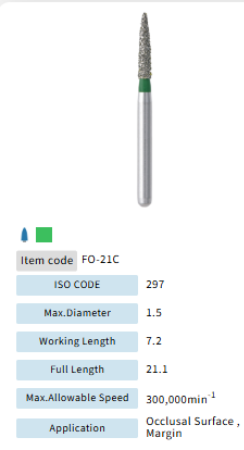 Mani Dia Bur Flame Ogival End FO-21C