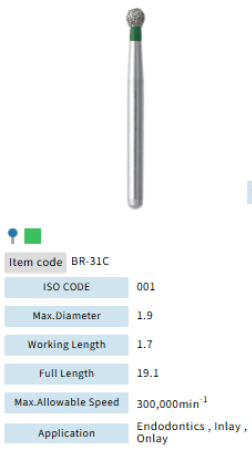 Mani Dia Bur Ball Round BR-31C