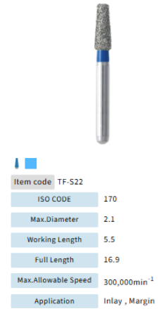 Mani Dia Bur Taper Flat End TF-S23