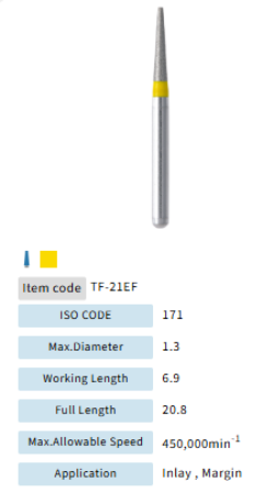 Mani Dia Bur Taper Flat End TF-21EF