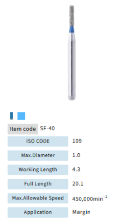 Mani Dia Bur Straight Flat End SF-40