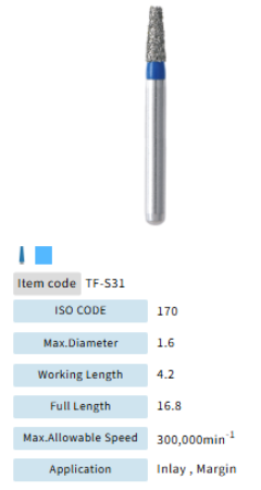 Mani Dia Bur Taper Flat End TF-S41