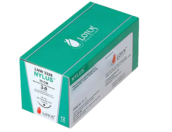 Lotus Nylus Nylon Sutures: L925B – Nylon Black Mono 3-0, 45cm, Reverse Cutting, 24mm 3/8 Circle