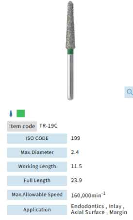 Mani Dia Bur Taper Round End TR-19C