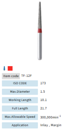 Mani Dia Bur Taper Flat End TF-12F