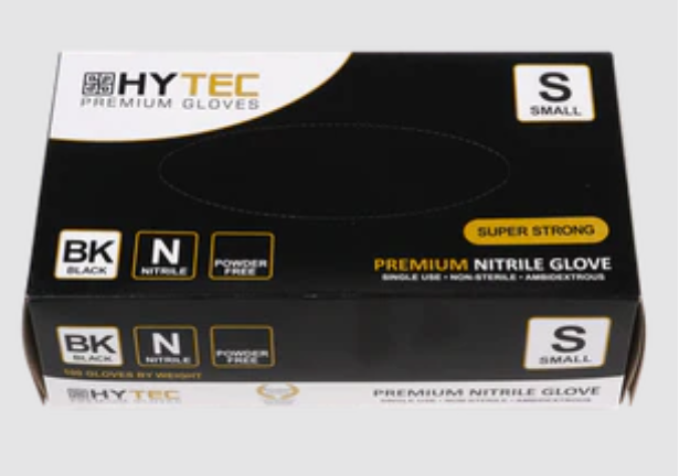 Hytec Black Nitrile Gloves; Medium (Carton of 10 minimum)